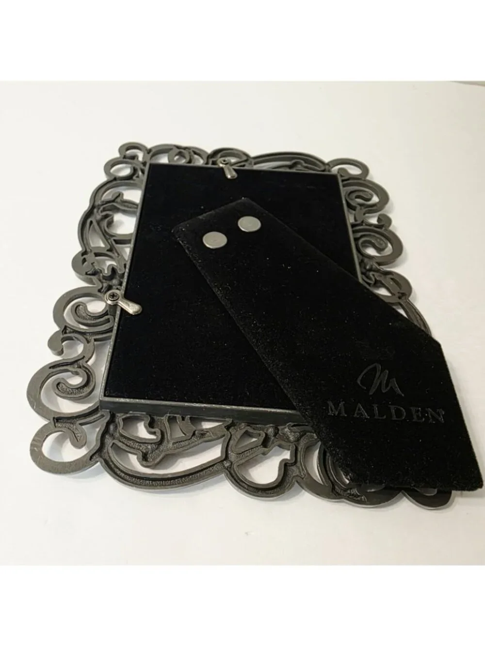 Malden Ornate Pewter Floral Rhinestone Scrollwork Accents Photo Picture Frame